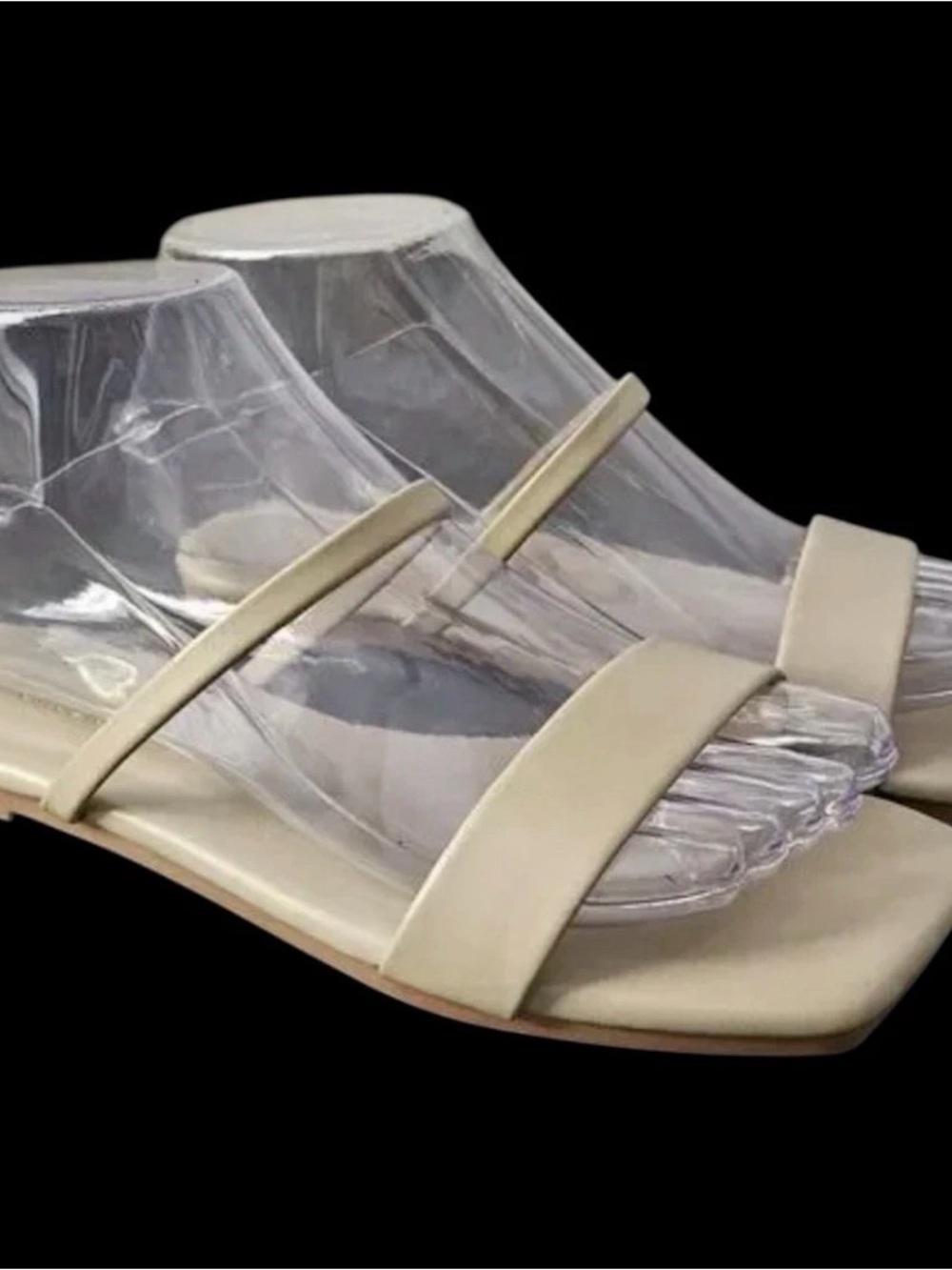 Women’s Cream Double-Strap Flat Sandals - Picture 1 of 6